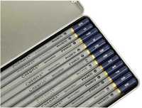 Набор графитовых карандашей Marco Chroma 12 штук 2H-9B метал пенал