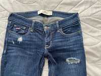 Spodnie jeansy rurki Hollister przetarcia dziury 25 26 xs s