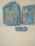 Conjunto novo de mochila, saco e estojo
