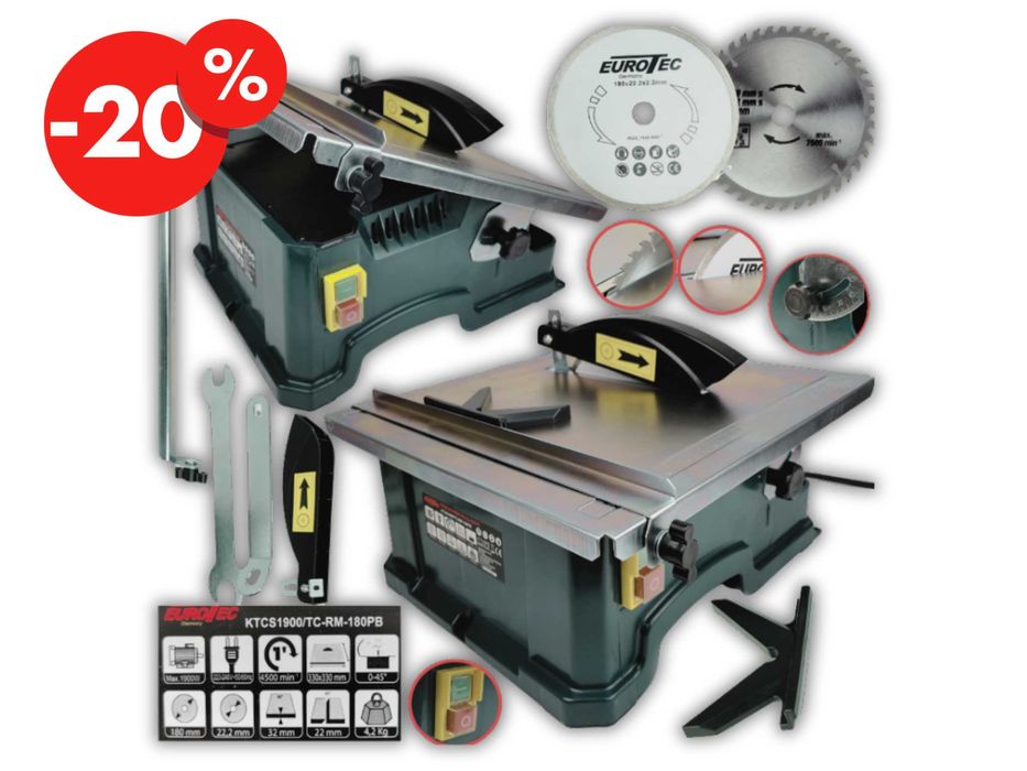 Eurotec Piła Stołowa Przecinarka Do Płytek Drewna Glazury Stół OKAZJA
