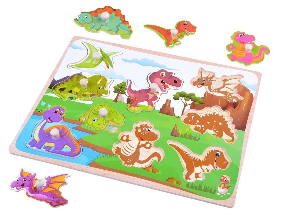 Puzzle Drewniane Dinozaury Układanka 9 Ele Za3595