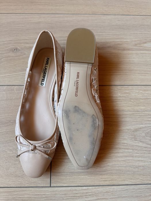 Шикарні шкіряні з кружевов балетки Karl Lagerfeld