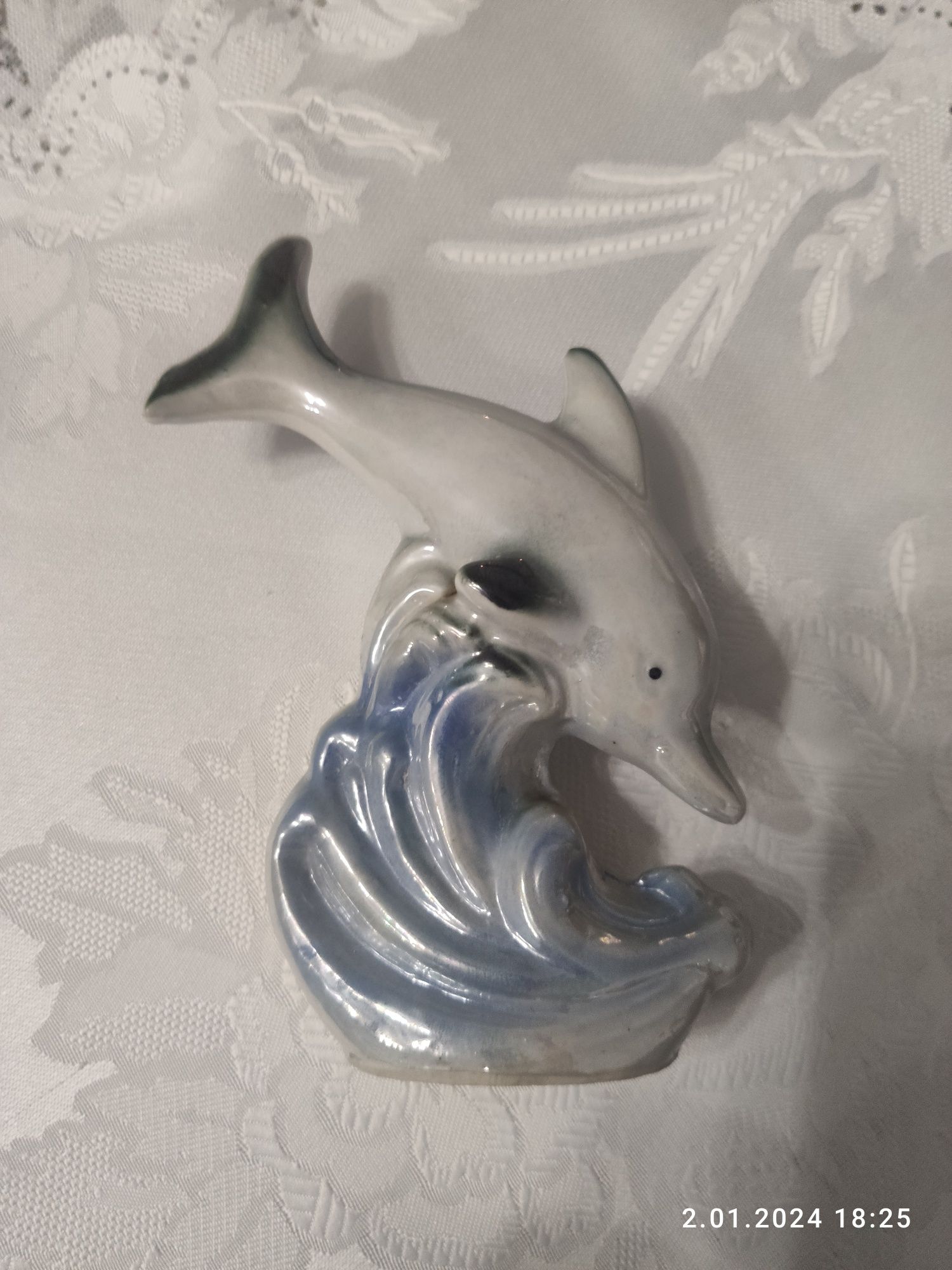 Figurka Delfin - porcelanowy