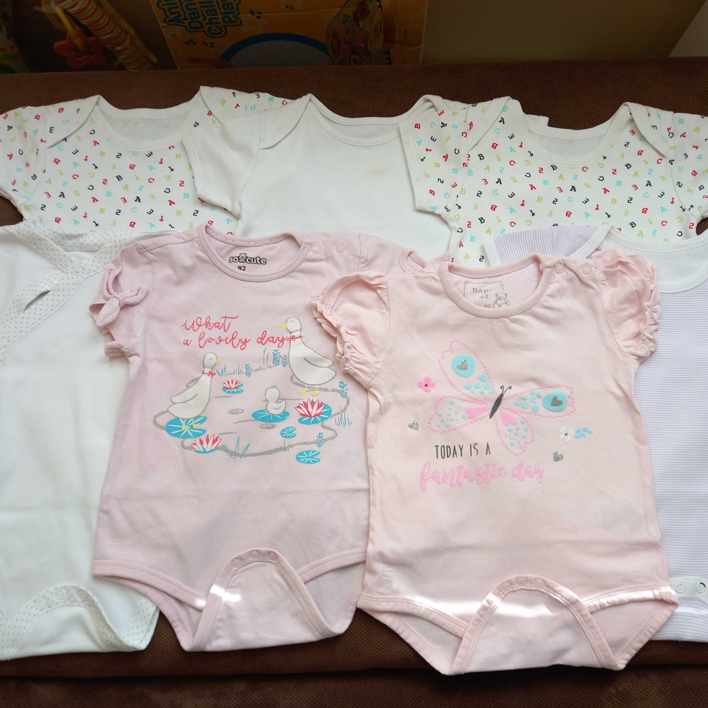 Body z krótkim rękawem, dziewczęce, r. 92 Zestaw
