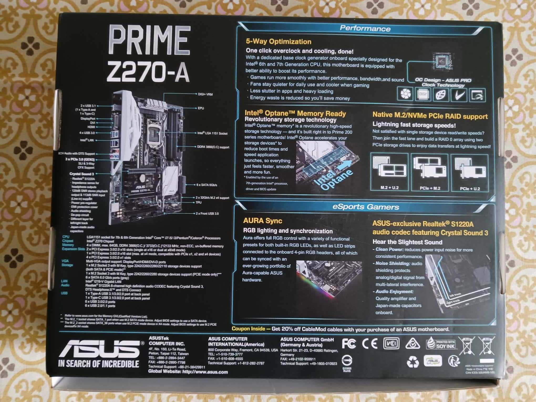 Motherboard Asus Prime Z170-A Gaming Pro Carbon - Avariado - Decoração