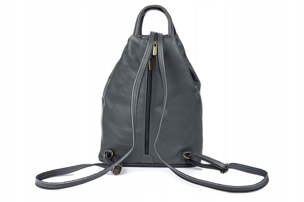 Szary Vera Pelle włoski Plecak Skórzany damski stylowy modny elegancki