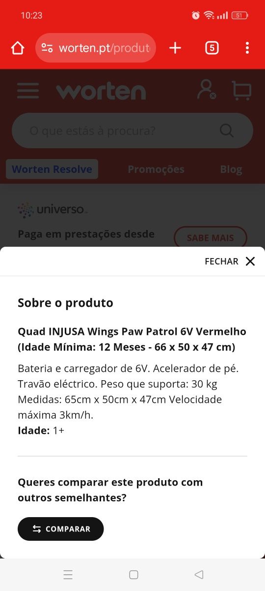 Moto4 Elétrica Patrulha Pata
