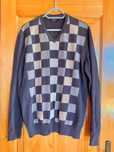 Sweter męski w kratę dekolt serek rozm. L