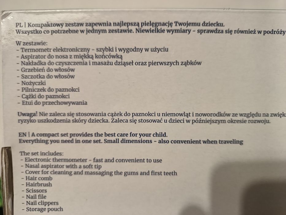 Zestaw akcesoriów do pielęgnacji niemowląt i dzieci