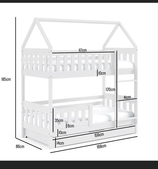 Łóżko Pola drewniane piętrowe dla dzieci - w kolorze białym