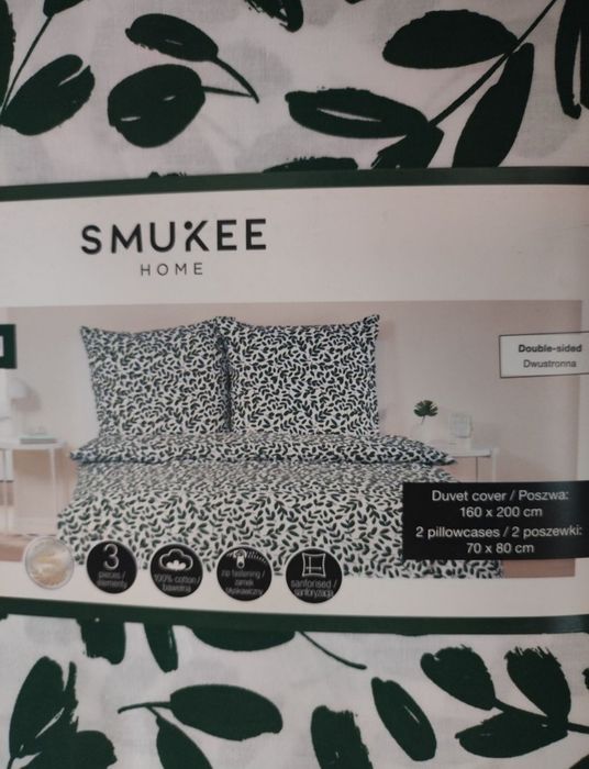 Komplet nowej pościeli bawełnianej Smukee 160x200cm