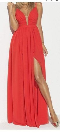 Długa czerwona sukienka Nigella Lou rozmiar s idealna na każdą imprezę