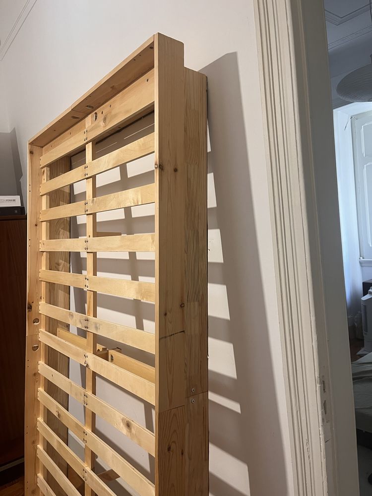 Cama casal de pinho macico 120x200