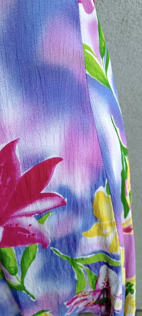 Sukienka cocktail floral biust 40,5x2 S 36 kwiaty '90s vintage