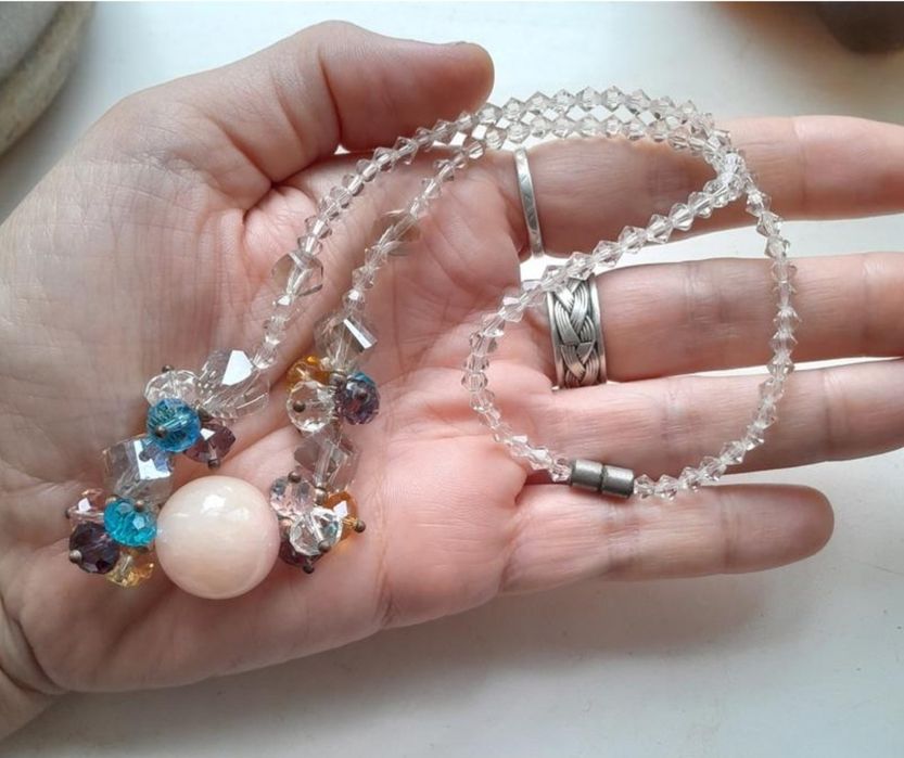 винтаж колье ожерелье стекло