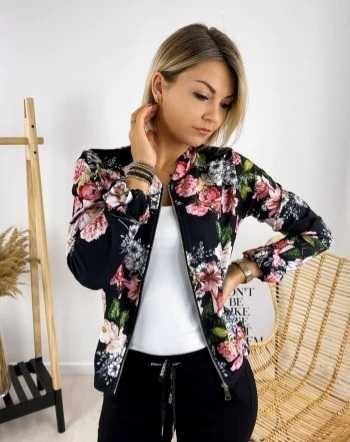 Elegancka kurtka w kwiaty - rozmiar 36