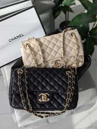 Знижка! Жіноча сумка Шанель молочна і чорна. Новая сумка Chanel.