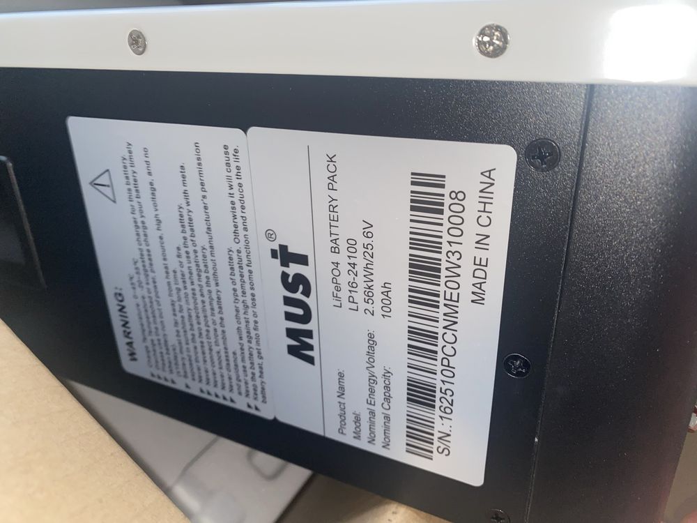 Нова батарея MUST LiFePO4 2.56 кВт·год (25.6V, 100Ah) – 15 000 грн