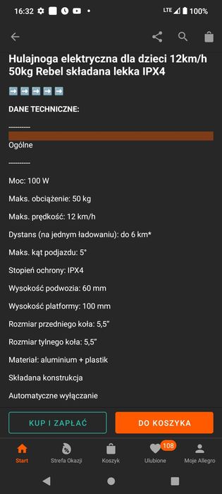 Hulajnoga elektryczna dla dzieci