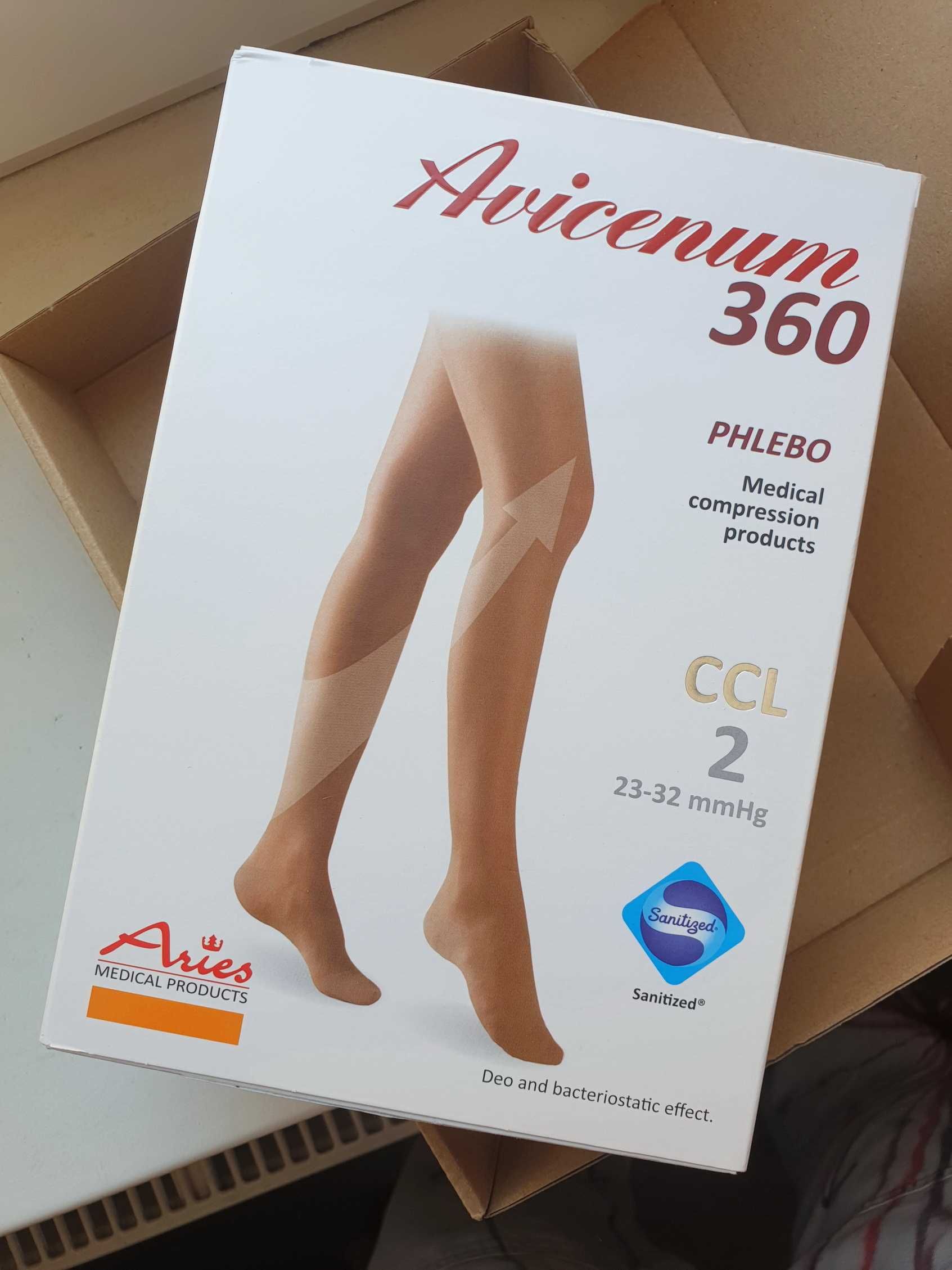 Pończochy Aries Avicenum 360, M, 2, czarne — uciskowe przeciwżylakowe