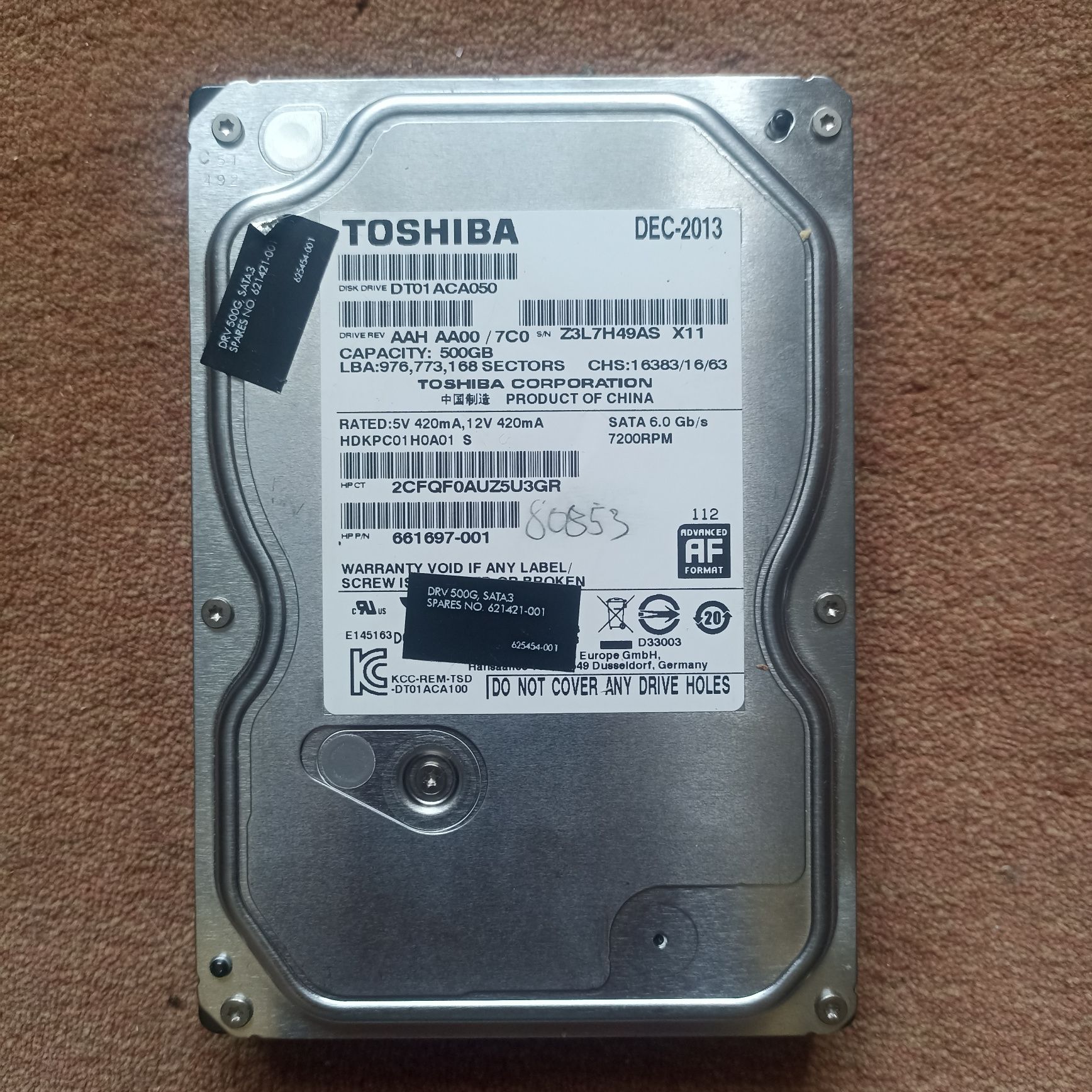 Жёсткий диск Toshiba 500Gb