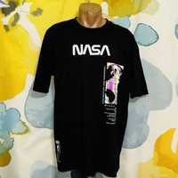 Класна чорна бавовняна оверсайз футболка Next x NASA