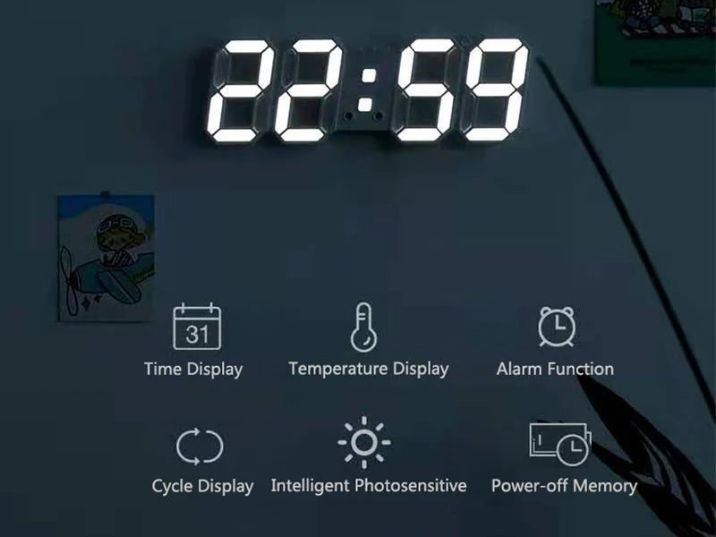 Zegar cyfrowy elektroniczny led 3D budzik temperatura alarm data