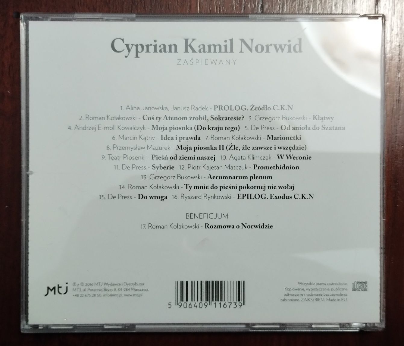 Cyprian Kamil Norwid Zaśpiewany CD NOWA