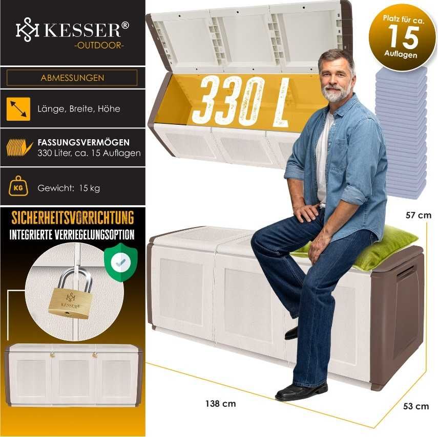 Skrzynia ogrodowa KESSER pojemność 330 Litrów brązowo-beżowa
