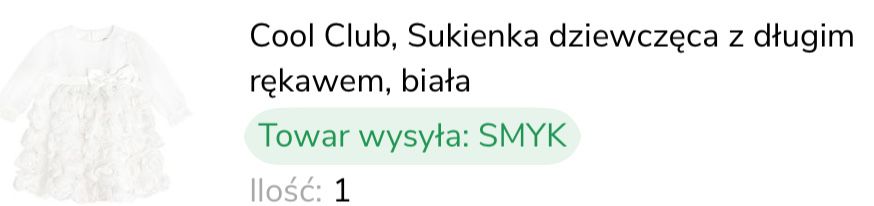 Ubranie na chrzest, sukienka na wesele, elegancka, biała rozmiar 62