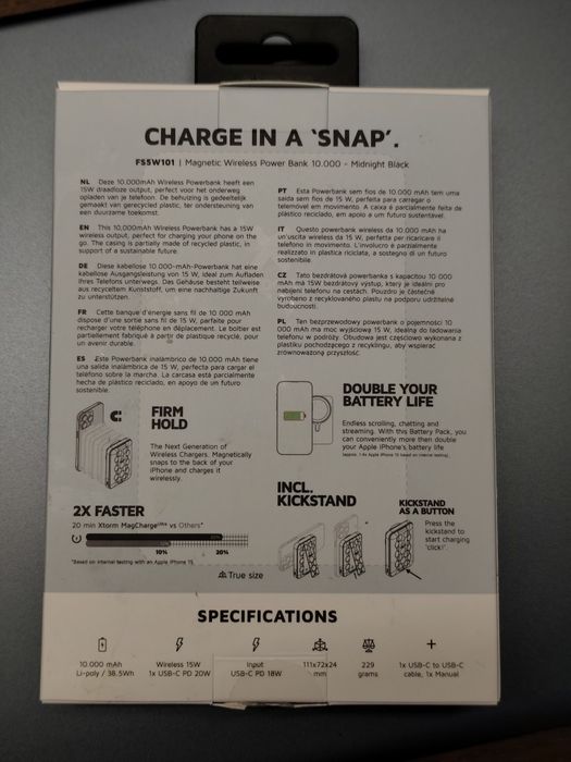 Magnetyczny powerbank indukcyjny MagSafe 15W XTorm 10 tys 20W +kabel