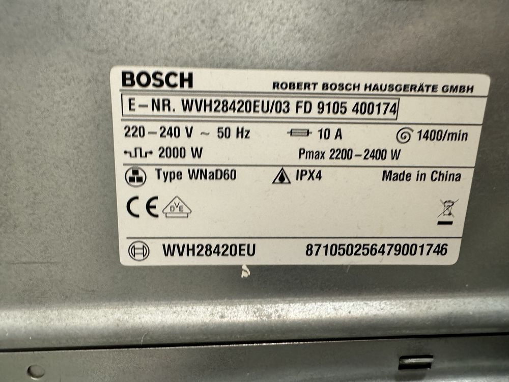 Bosch Logixx 7 sensitive pralko-suszarka 7/4 WVH28420EU/03 uszkodzona