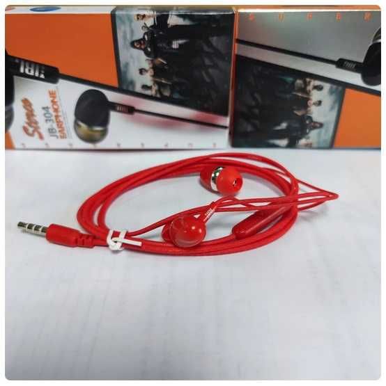 Słuchawki przewodowe JBL JB-304 Red z mikrofonem. Nowe. Tanio