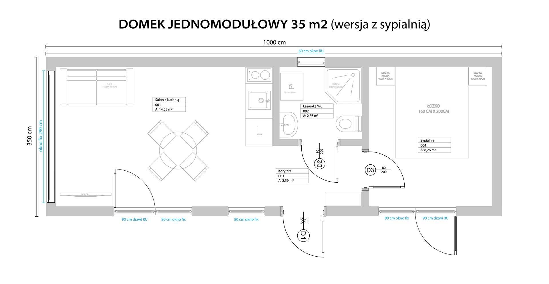 Domek Modułowy 35m² - Mobilny, Drewniany, Całoroczny, Na Zgłoszenie