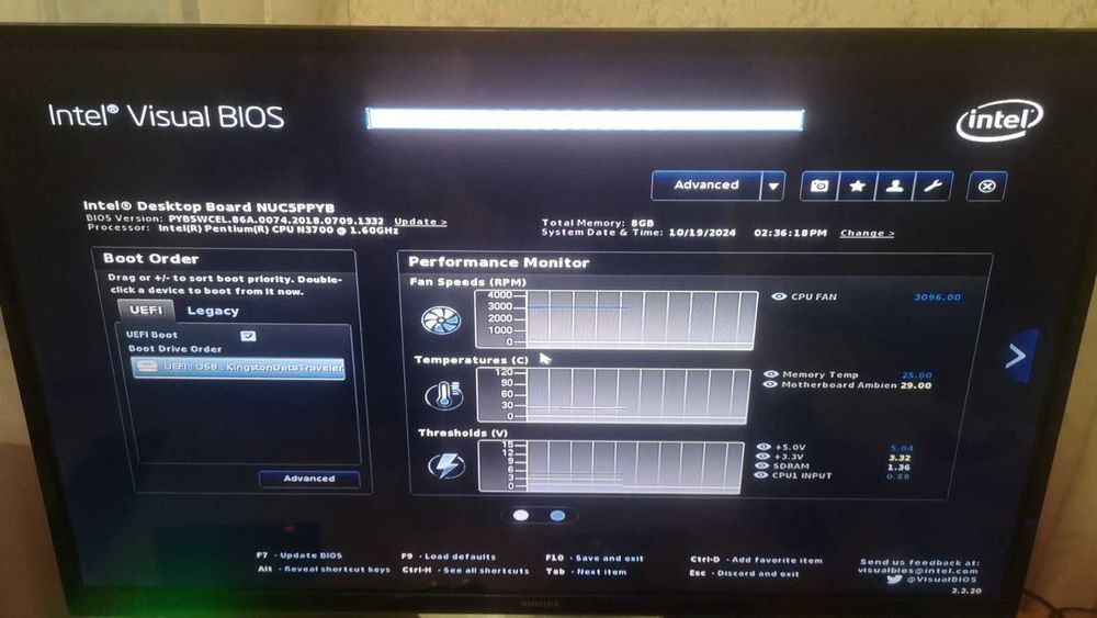 4 ядерный микро ПК для ТВ Intel NUC Pentium3700_8Gb_250GbSSD_WiFi