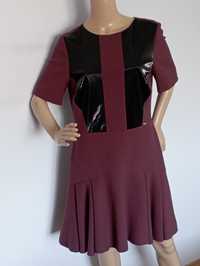 Simple burgunowa sukienka retro L