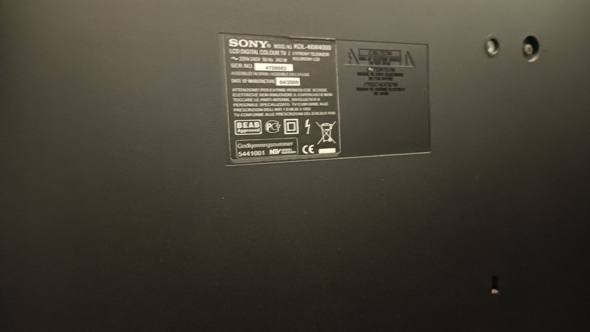 Telewizor Sony KDL46W4000 46 cali