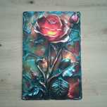 aluminiowa dekoracja/obraz ścienna z różą drukowaną 20x30cm nowa