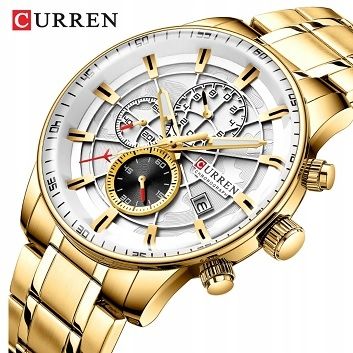 Curren Elegancki Zegarek Męski Datownik Chonograf