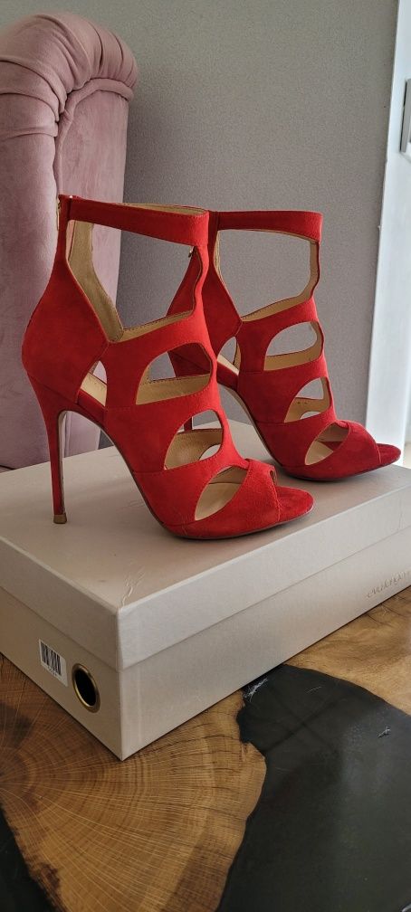 Szpilki sandały czerwone Eva Langoria 36