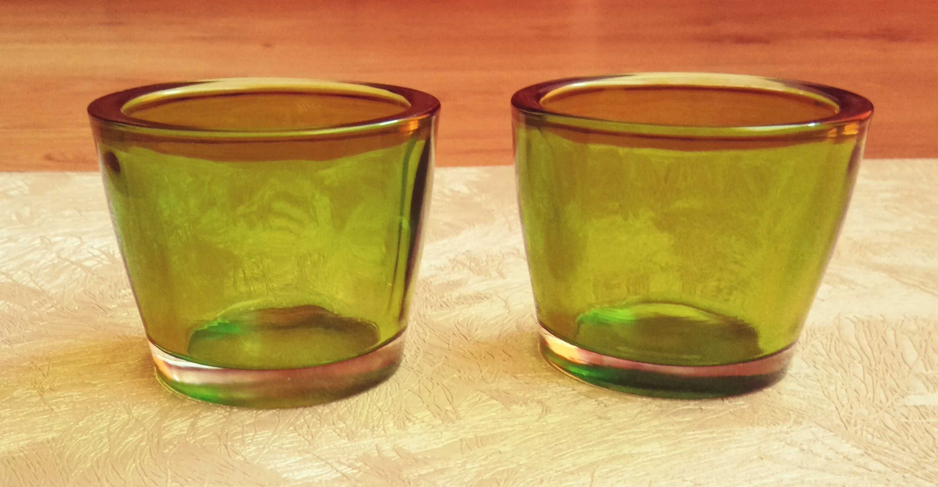 Świeczniki szklane na tealighty - podgrzewacze, 2 szt., kolor Zielony.