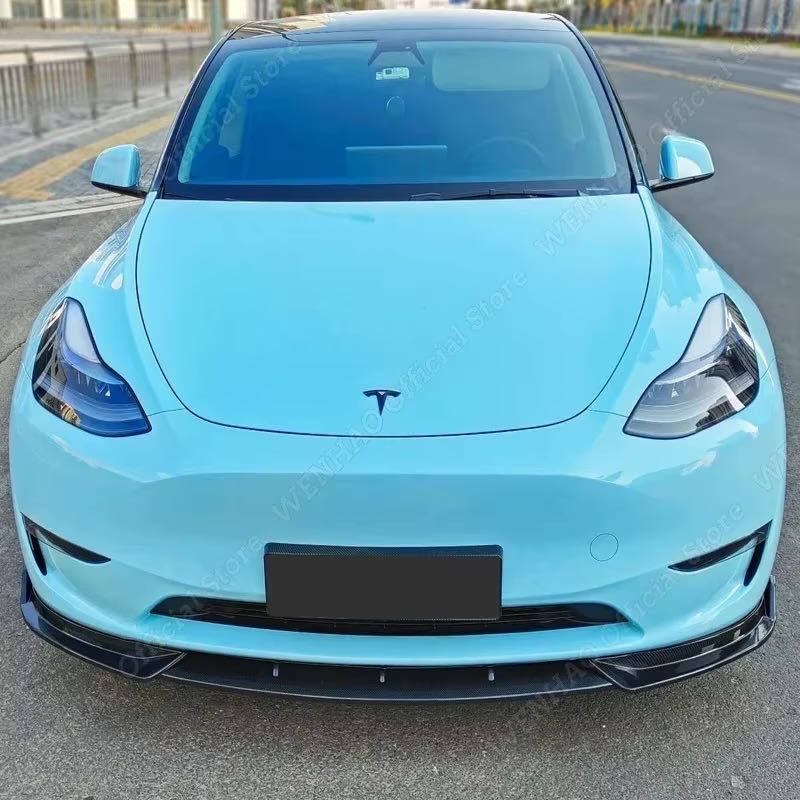 Губа на передний бампер сплитер на Tesla Model Y 3 накладка на бампер