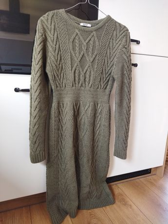 Sukienka sweterkowa khaki rozmiar M
