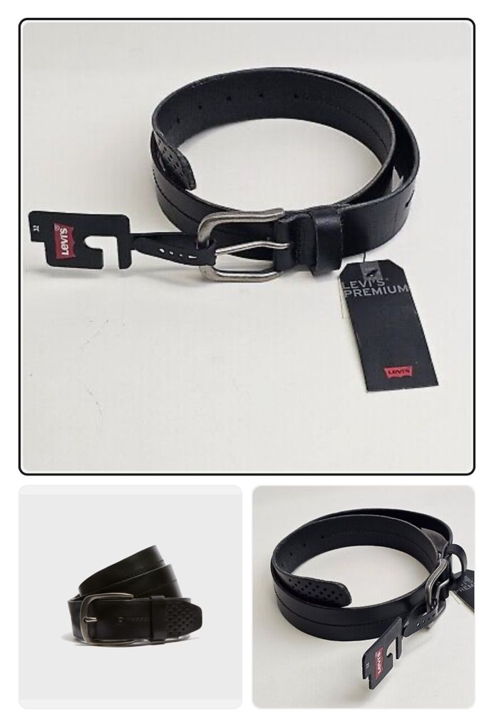 Чоловічий шкіряний ремінь Levi’s Premium, чорний, 95 см