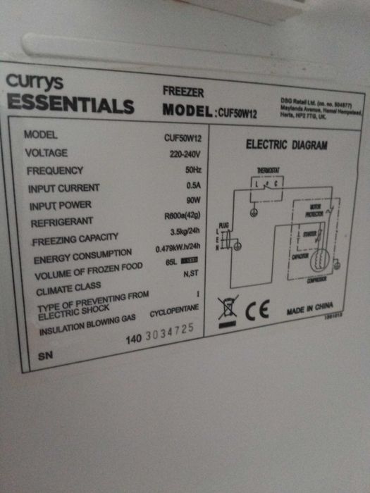 zamrażarka Curries 65L
