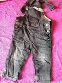 Ogrodniczki jeans ocieplane 74 cm