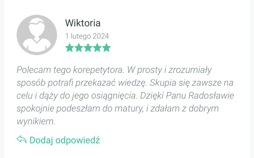 Korepetycje Matematyka/Fizyka fachowa pomoc przy zaliczeniach