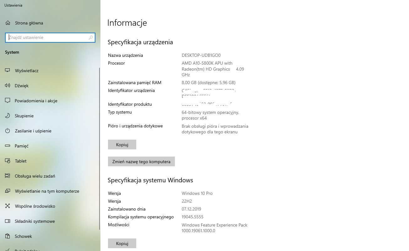 Komputer stacjonarny AMD A10-5800K 4x4.1GHz, 8GB DDR3, grafika 2GB