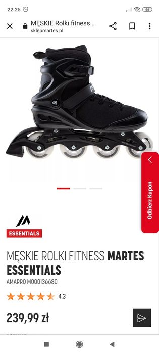 Łyżworolki Martes amarro essentials inline brustle nowe rozmiar 44