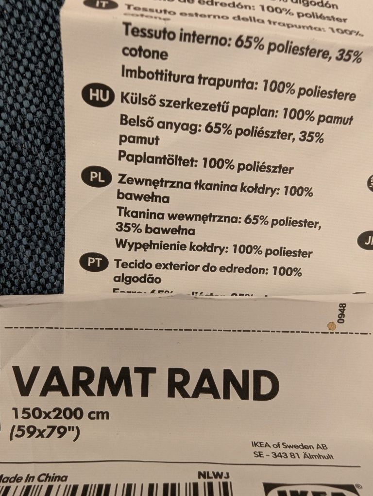 Kołdra w zielono- białe pasy